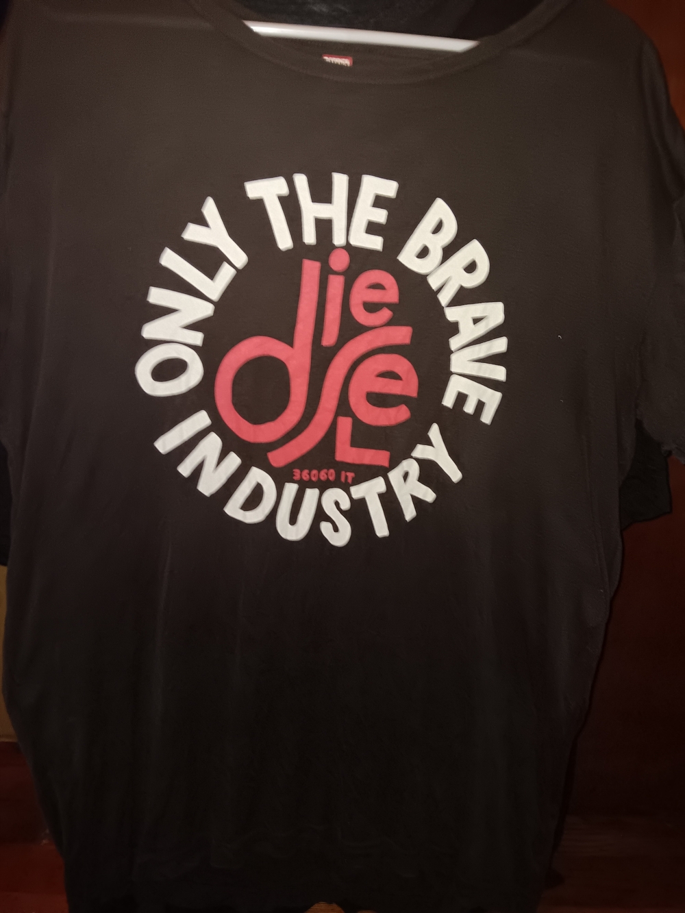 Diesel Black Tee with Red Logo Print